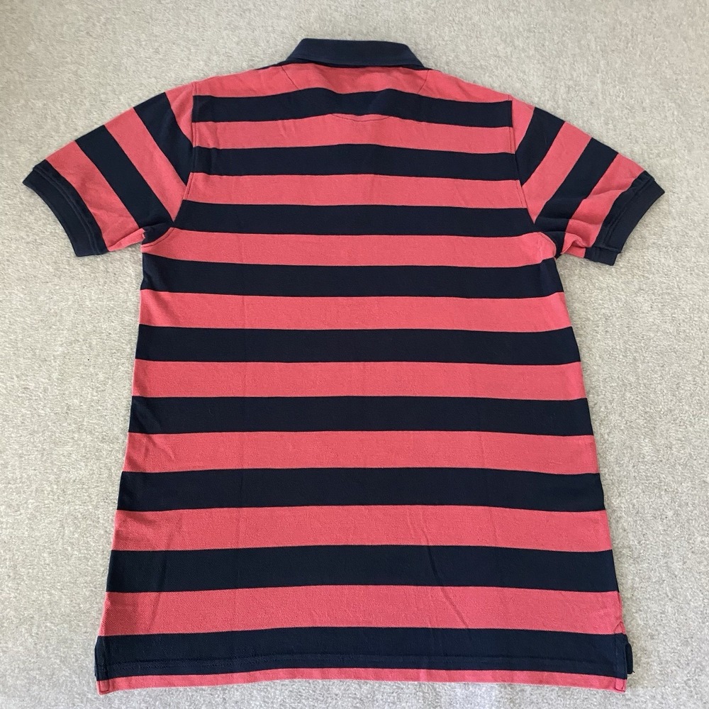 Y2K British Rugby Polo Mens Medium Pink Blue Striped Warwick Britain England Max - Picture 11 of 12